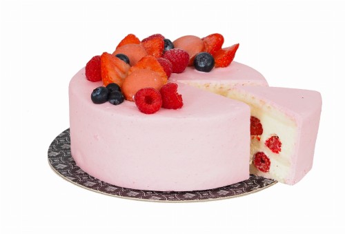 Tort bezowy z malinami